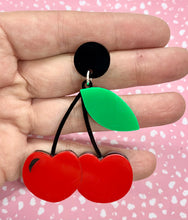 Load image into Gallery viewer, big cherry fruit earrings