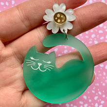 Load image into Gallery viewer, Curvy Cat Earrings - Green