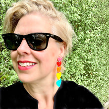 Load image into Gallery viewer, colourful acrylic heart earrings