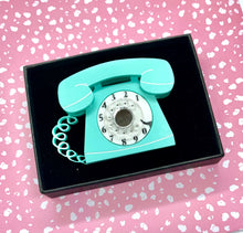 Load image into Gallery viewer, mint 1950s retro telephone brooch