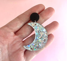 Load image into Gallery viewer, big acrylic moon earrings