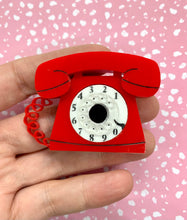 Load image into Gallery viewer, Red Retro Telephone Brooch