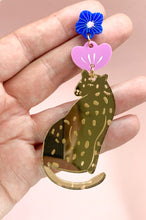 Load image into Gallery viewer, Gold  Mirror Leopard Earrings