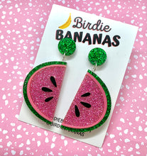 Load image into Gallery viewer, Glitter Watermelon Earrings