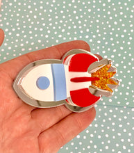 Load image into Gallery viewer, acrylic space themed teachers brooch