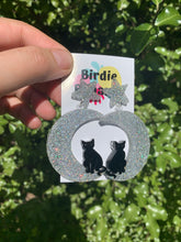 Load image into Gallery viewer, Silver Moon and Cat Celestial Earrings