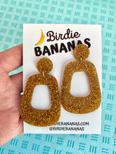Load image into Gallery viewer, Gold Glitter Retro Hoop Earrings