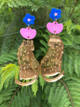 Load image into Gallery viewer, Gold  Mirror Leopard Earrings