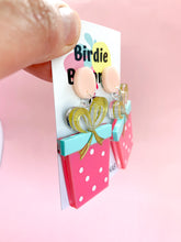 Load image into Gallery viewer, acrylic christmas present earrings