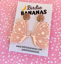 Load image into Gallery viewer, Pink Mirror Butterfly Earrings