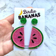 Load image into Gallery viewer, Glitter Watermelon Earrings