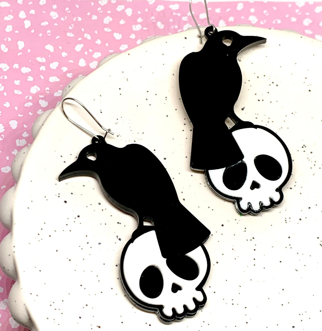 Edgar Allan Poe Raven Earrings