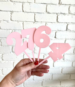 Pastel Pink Number Cake Topper