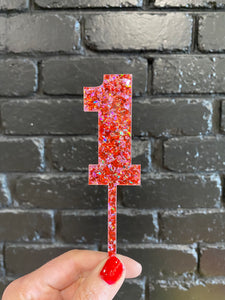 Pink and Red Chunky Glitter Number Cake Topper