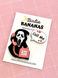 Scream Call Me Double Brooch