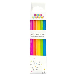 Neon Rainbow Gradient 12 Pack Birthday Candle