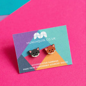 Mismatched Cats Stud Earrings