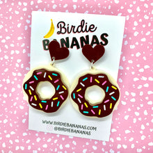 Load image into Gallery viewer, Chocolate Sprinkle Donut Earrings
