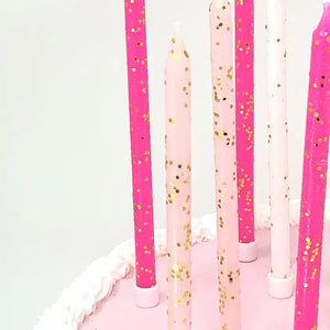 Tall Pink Tones Gold Glitter Birthday Candles