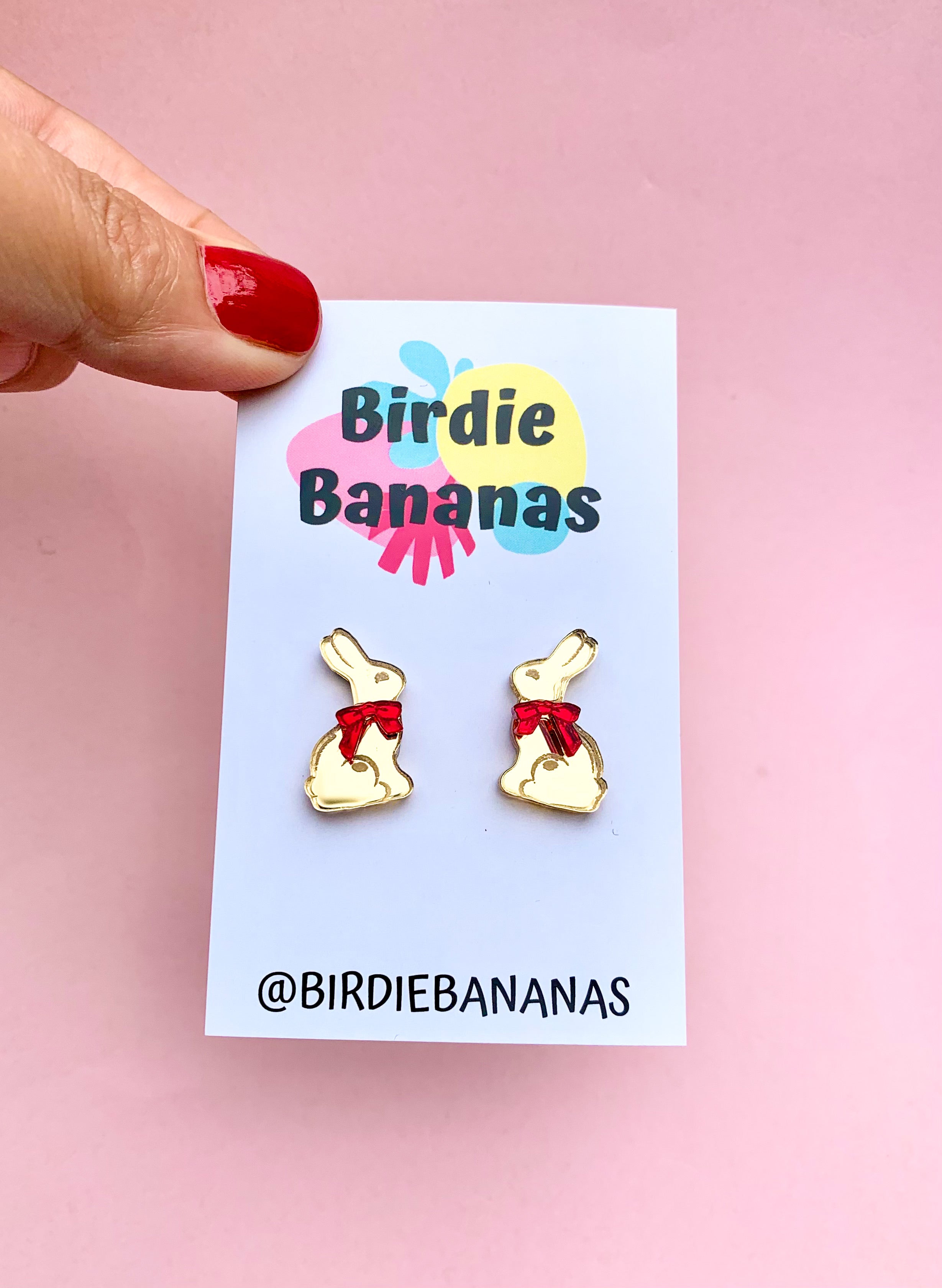 Golden Chocolate Easter Bunny Stud Earrings