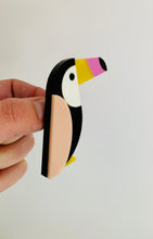 Load image into Gallery viewer, Pink Tropical Toucan Brooch
