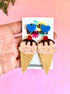 Ice Cream Earrings with Hearts