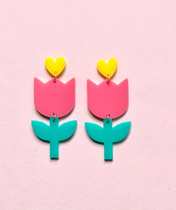 Pink Dutch Tulip Earrings