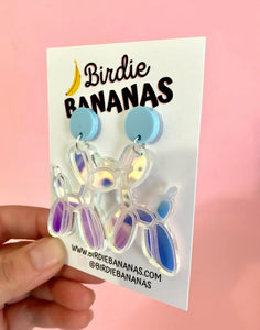 Iridescent Balloon Poodle Earrings