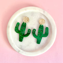Load image into Gallery viewer, green acrylic cactus earrings
