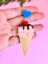 Load image into Gallery viewer, Ice Cream Earrings with Hearts
