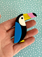 Load image into Gallery viewer, Blue Winged Tropical Toucan Brooch
