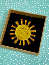 Load image into Gallery viewer, acrylic glitter sun brooch
