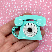 Load image into Gallery viewer, 1950s Mint Retro Telephone Brooch
