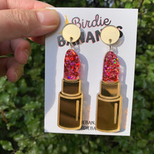 Load image into Gallery viewer, Glitter Lipstick Earrings
