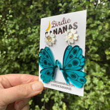 Load image into Gallery viewer, Teal Butterfly Earrings
