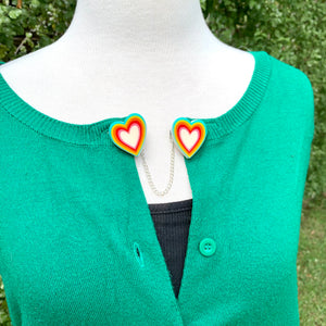 Rainbow Heart Sweater Clips