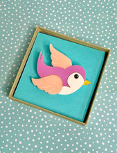 Load image into Gallery viewer, classic Pink bluebird acrylic brooch
