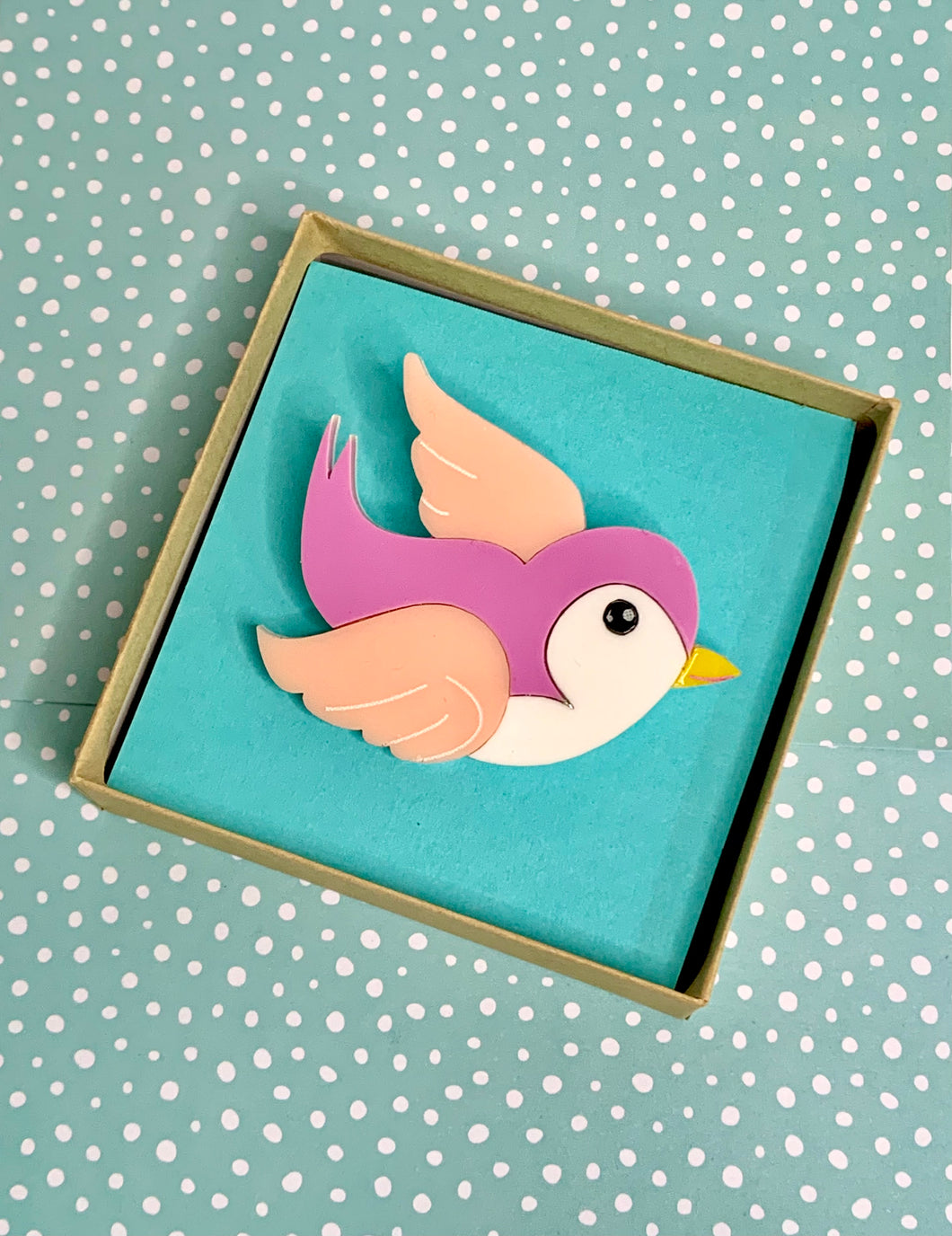 classic Pink bluebird acrylic brooch
