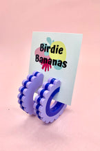 Load image into Gallery viewer, Scalloped Edge Hoop Earrings - Purple and Blue
