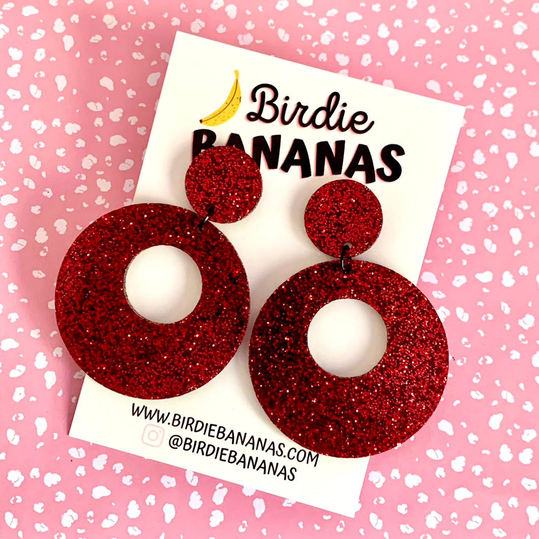 big red acrylic statement earrings