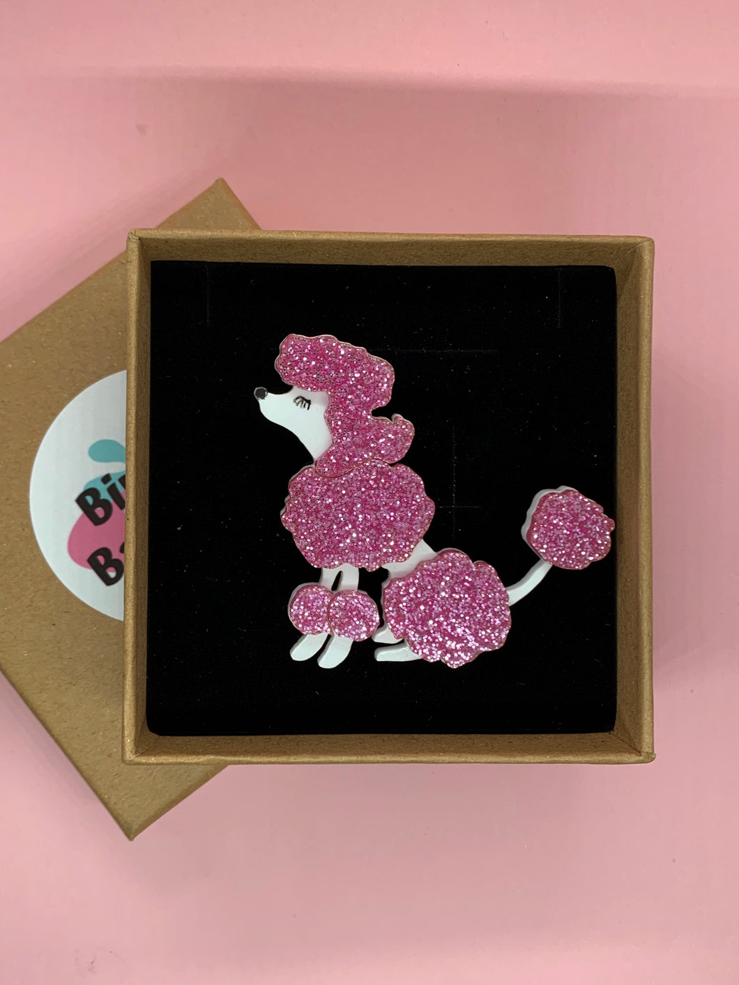 pink french poodle brooch