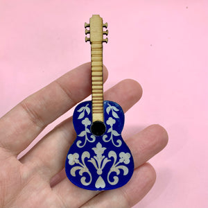 folk art guitar brooch