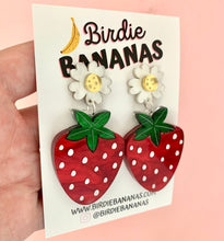 Load image into Gallery viewer, strawberry fruit dangle earrings

