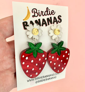 strawberry fruit dangle earrings